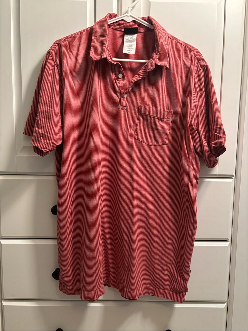 Patagonia Coral Red Micro-Striped Polo
